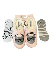 Spoiled Angel House Slippers  Socks Set Womens Large 9-10 Pink Pawsome Slides
