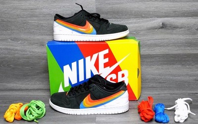 Nike SB Dunk Low Pro QS Black White Multi Polaroid DH7722-001 Men's Sz 10
