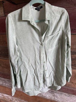 Velvet Heart Sage Mint Green Button Down Shirt Blouse With Pocket Lightweight M