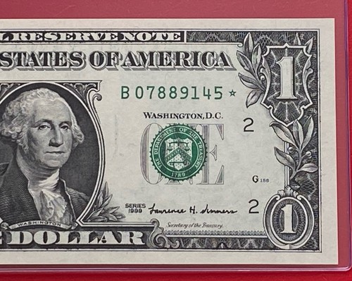1999 STAR NOTE $1 DOLLAR BILL ( New York  B ) UNCIRCULATED - Picture 1 of 3