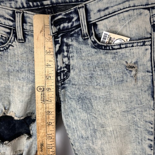 Flying Monkey Platinum Distressed Skinny Jeans Acid Wash Raw Hem Ankle Zip Sz 3 - Picture 3 of 7