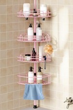 HAMITOR Corner Shower Caddy Tension Pole 4-Tier Rust-Resistant Adjustable
