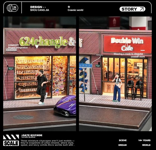 1/64 Diorama Car Garage Model LED Lighting Highway Store Parking Lot Scene Model - Picture 22 of 27