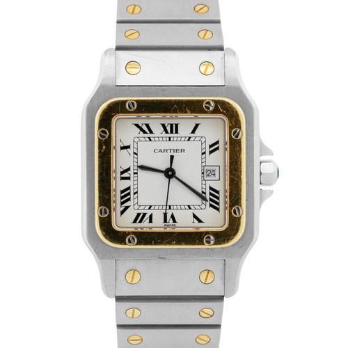 Cartier Santos Two-Tone 18k Gold Stainless Steel WHITE Roman Automatic 29mm 2961