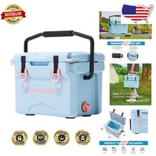 Sky Blue 12 Qt Rotomolded Cooler: 5 Day Ice, Portable, Drain Hole, Eco-Friendly