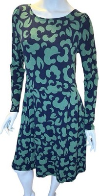 Boden Francesca Womens Size 10R Vivid Spinning Petal Green Navy Blue Dress 10
