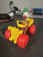 Vintage 1965 Fisher-Price Wooden Jalopy clown Car Pull Toy #724 Made in USA