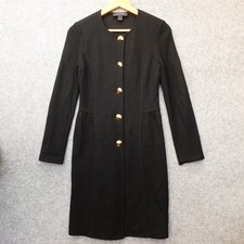 St John Black Wool Knit Dress 0 Gold Button Front Career Statement Long USA Made