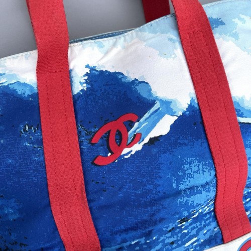 Chanel 2002 Canvas Chanel Wave Surf Collection XXL Shoulder Tote Bag Blue - Bild 2 von 18