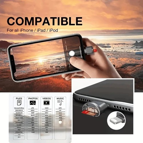 Micro SD Card Reader for iPhone iPad to Micro SD/TF Memory Card Viewer Adapter - Picture 11 of 18