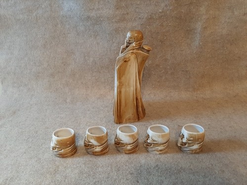 Vintge Schafer & Vater Whiskey Decanter Shot Glasses Skeleton Poison Grim Reaper - Picture 7 of 16
