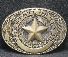 XB27144 GOOD VINTAGE 1970s THE STATE OF TEXAS COMMEMORATIVE MENS BELT BUCKLE