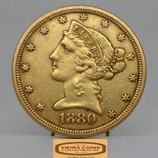 1880 Liberty Head Gold $5, Half Eagle - #B54599