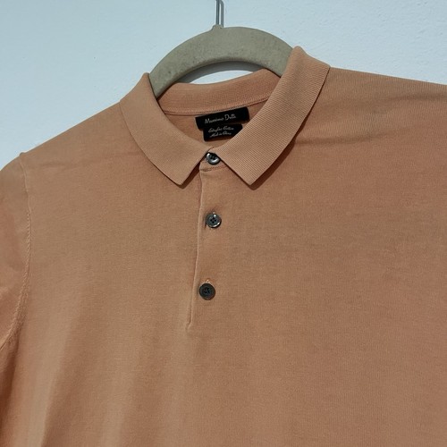 Massimo Dutti Extrafine Cotton Polo Shirt Orange Size Small S Italian Style