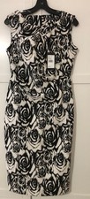 New  Adrianna Papell  Women's Black Floral   Jacquard Fitted Dress Size 2