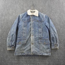 Vintage 70s Lee Storm Rider Denim Jacket Mens M Blue Sherpa Lined USA Made