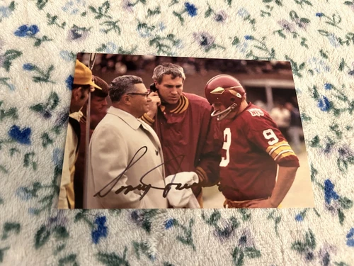 Washington Redskins SONNY JURGENSEN Signed 4x6 VINCE LOMBARDI Photo AUTOGRAPH