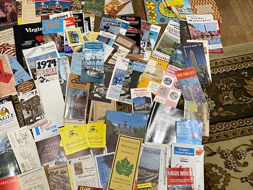 Lotto 175+ brochure da viaggio anni 60 70 guide mappe vintage USA VA MA PA VT - Foto 5 di 7