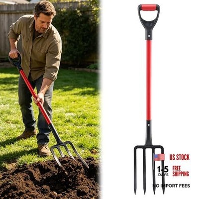 Heavy Duty Pitch Fork for Hay - Metal Broadfork - 43''