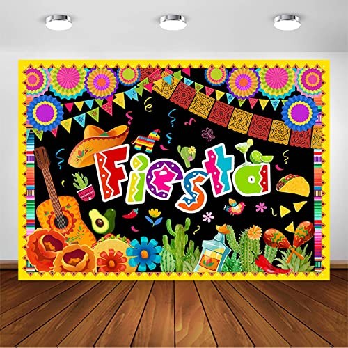 Fiesta Party Backdrop Mexican Fiesta Theme Birthday Photo Booth Banner 7x5ft - Picture 2 of 7