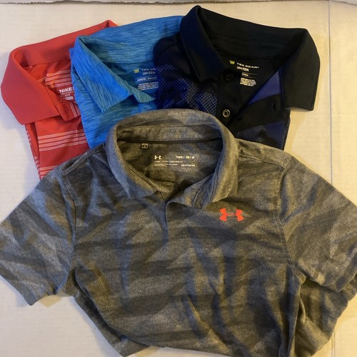Boys Polo Shirts Golf Shirts Dry Tek Lot Of 4 Shirts Size Medium (10-12)