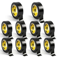 10 Pack Black Electrical Tape Waterproof 3/4 in X 33Ft Industrial Grade High New
