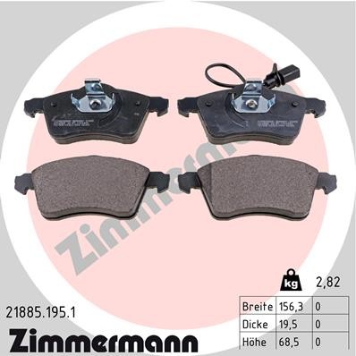 Front axle Zimmermann 21885.195.1 brake pad set, disc brake for VW