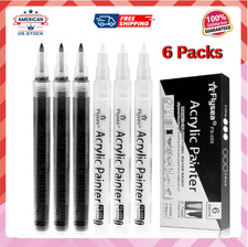 Black Paint Pens, 6 Pack 0.7Mm Acrylic Black Permanent Marker ,White Paint Pens