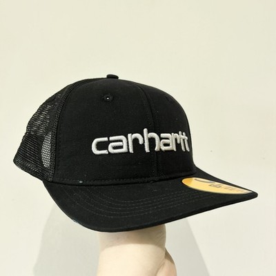 Carhartt Mesh Back Canvas Snap Back Cap Workwear Logo Cotton Black