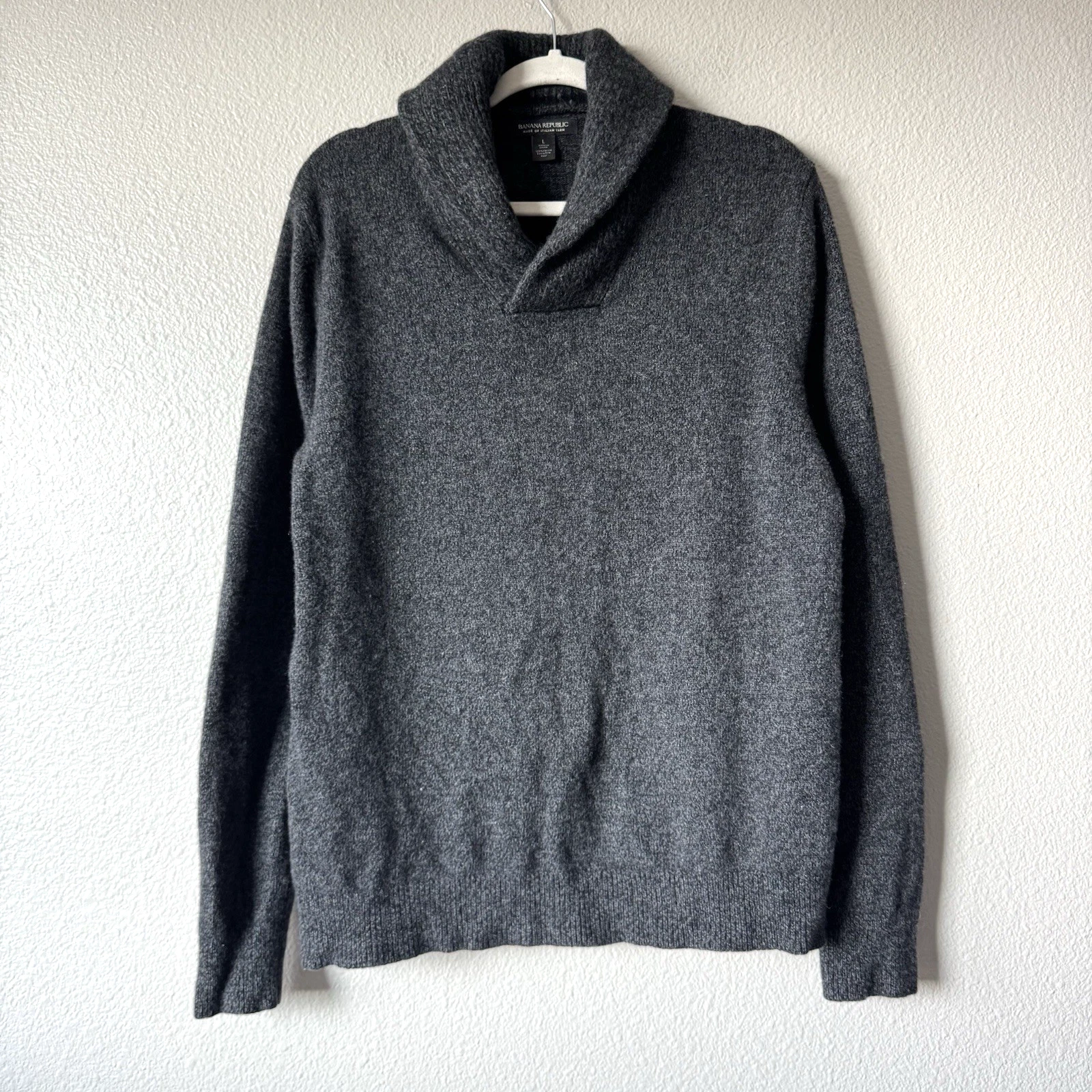 Banana Republic Merino Wool Knit Sweater Mens Large Gray Pullover Classic 2019