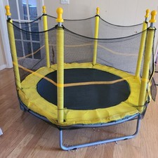 500lbs Trampoline Children Enclosure Zip Safety Mesh Indoor Outdoor 59" D Yellow