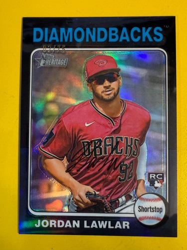 DA100930 2024 Topps Heritage Chrome Black Refractor #429 Jordan Lawlar RC #02/75