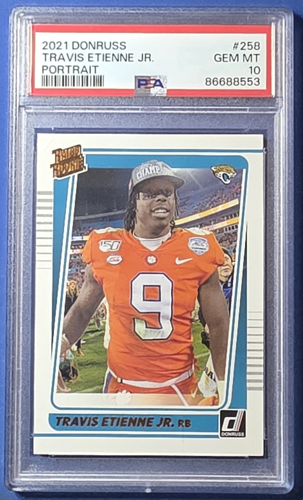 2021 TRAVIS ETIENNE JR RC SP Donruss Rated Rookie Portrait #258 Jaguars
