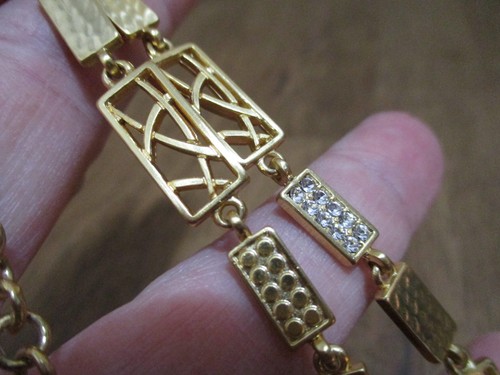 BRIGHTON Gold Tone Necklace Bracelet Set Paved Panel Gold Toned - Picture 9 of 9