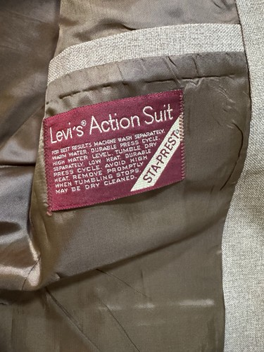 Blazer/abrigo deportivo y chaleco vintage de 2 piezas Levi's Action TRAJE Sta-Prest marrón para hombre 38L - Imagen 6 de 14