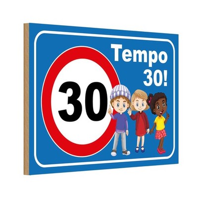 Holzschild 20x30 cm Tempo 30 Kinder Straßenschild Deko Geschenk Holz Schild