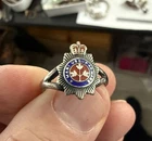 Vintage Canadian Guards Regiment Sterling Silver Enamel Ring