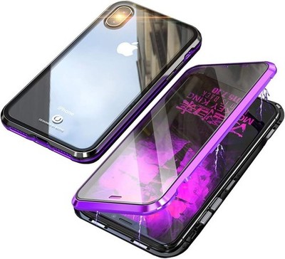 iPhone XR Lila & Schwarz 360 Magnet Hartglas Schutzhülle