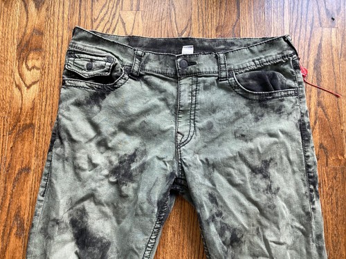 True Religion Jeans Herren Größe 40x33 Batik Pattentasche Straight Fit Grün - Bild 2 von 12