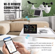 New 7-in-1 Wi-Fi Weather Station 7.5in TFT Display Wireless Outdoor Sensor Data