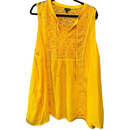 Torrid Swiss Dot Crochet inset Tank Yellow size 4X - Picture 3 of 12