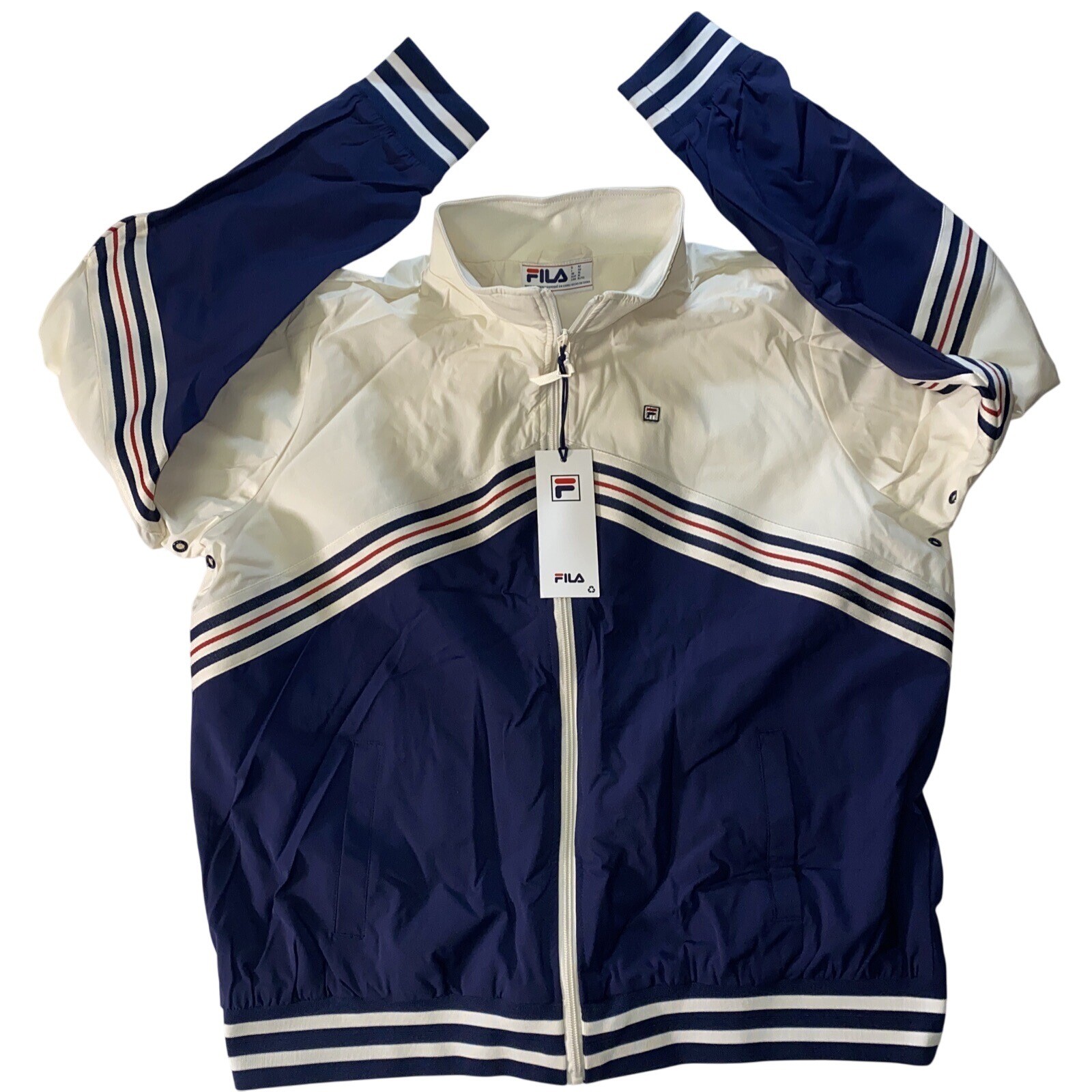 Giacca Fila Track Ornelia donna XL bianca navy zip pickleball tennis retrò sportiva