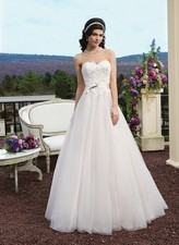 Simple Wedding Dress Wedding Dress Custom Made 32-60 Beaded Satin Belted