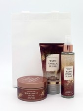 Bath Body Works WARM VANILLA SUGAR Gift SET 3 pc Butter Diamond Mist Scrub NEW