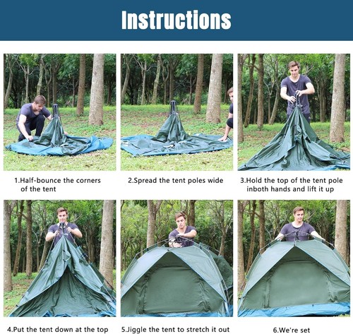 Camping Tent Automatic 3 Man Person Instant Tent Pop Up Ultralight Dome Tent 4 - Picture 4 of 6