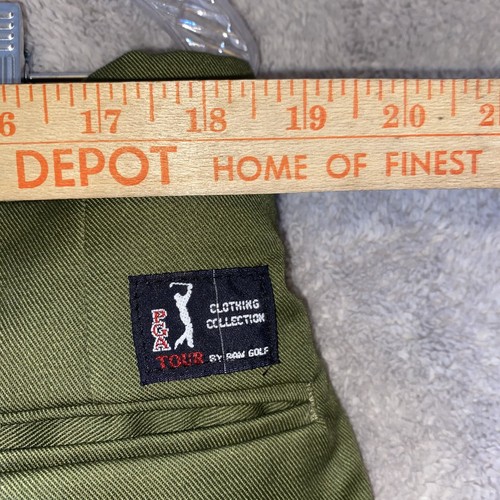 PGA Tour Men's Pants Olive 40x34 100% Cotton Flat Front Golf - Picture 8 of 11