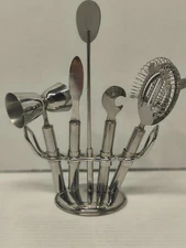 6-Piece Including Stand Stainless Cocktail Bar Tool Set Mixology Unbranded