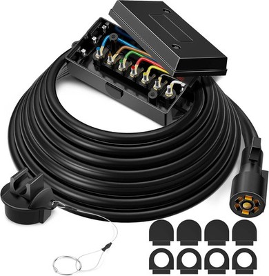 MICTUNING Heavy Duty 7 Way Plug Inline Trailer Cord with 7 Gang Junction Box 16