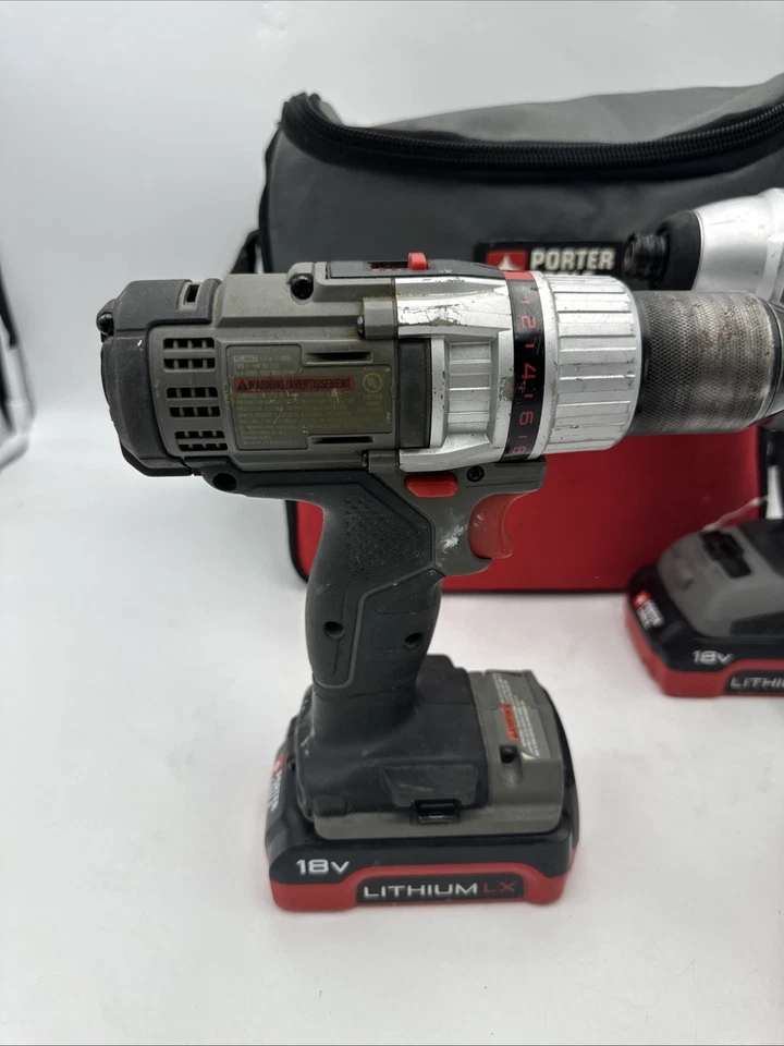 Porter Cable  PCL180ID 18v Impact PCL180CD Driver Drill W Batteries, Charger Bag - Image 4 of 4