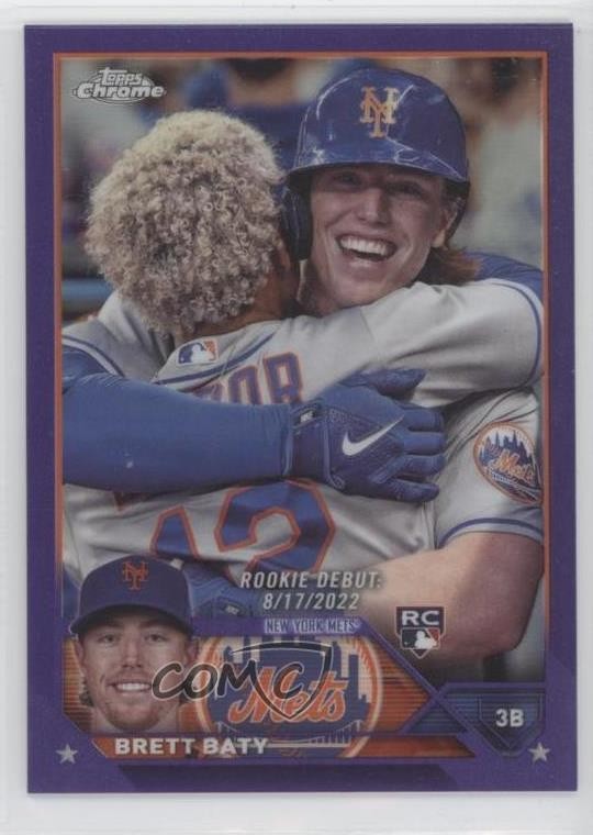 2023 Topps Chrome Update Rookie Debut Purple Refractor 22/250 Brett Baty ku9